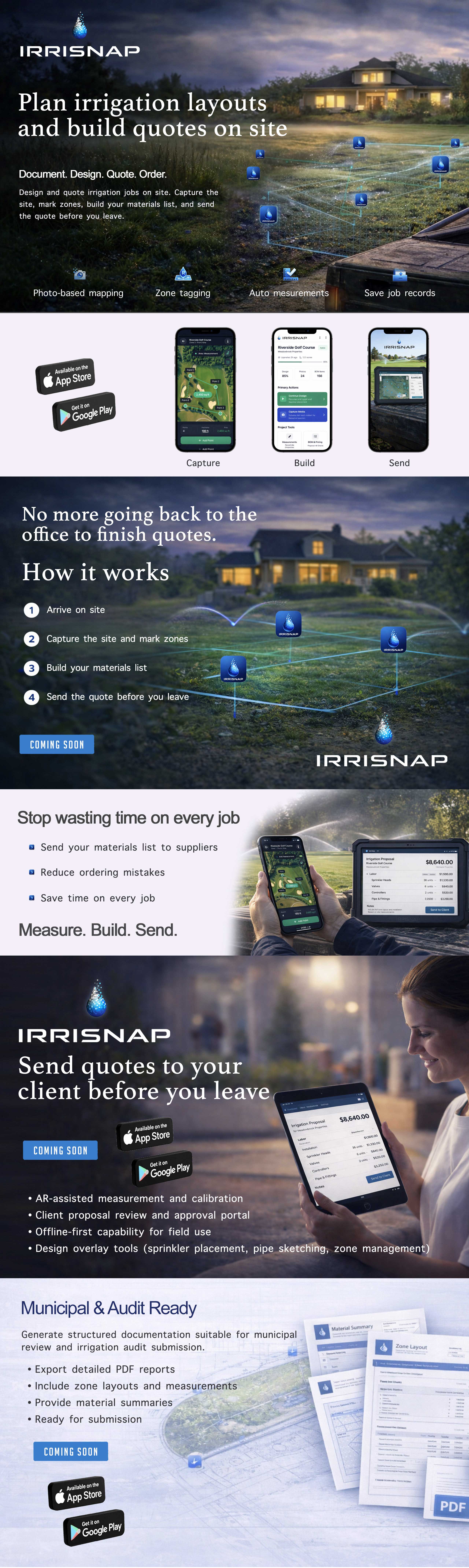 IRRISNAP — Plan irrigation layouts and build quotes on site